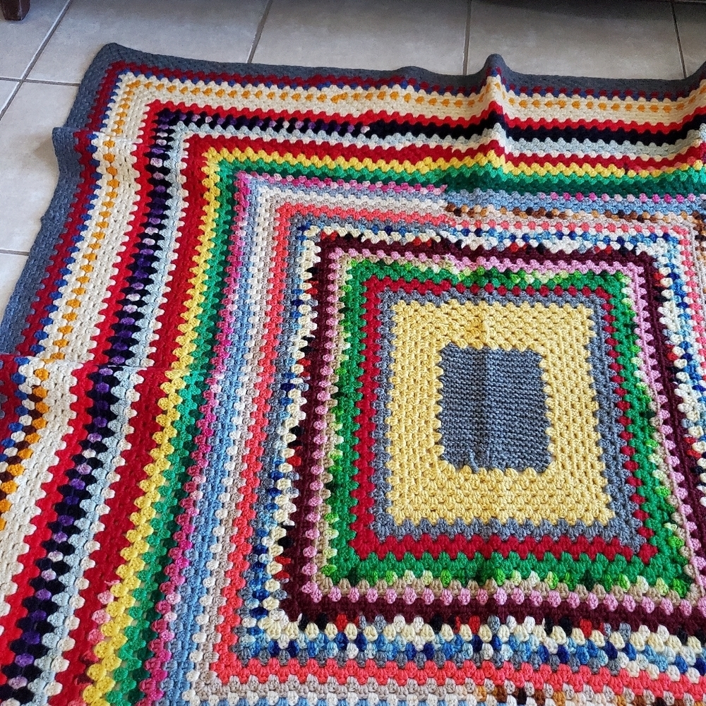 Granny Square Geometric Squares Crochet Blanket Afghan 50 x 50 inches Colorful - Picture 12 of 14